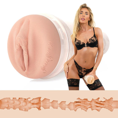 Fleshlight Bonnie Blue 1K miesten seksilelu, realistinen tekstuuri ja beige väri, valmistettu Fleshlight Girls -merkiltä.