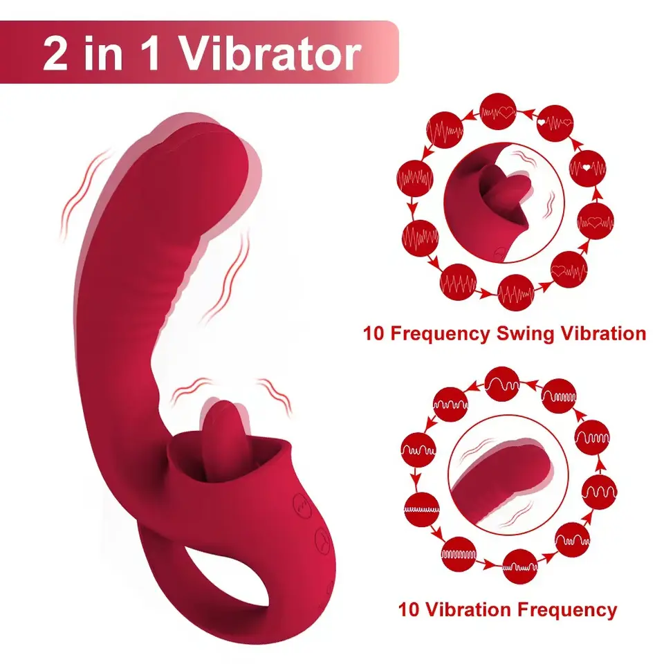 Vibraattori KIIHOTIN KIELI TOIMINTO PLEASUREZ, musta ja ergonominen, läheltä kuvattuna.