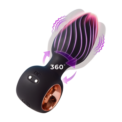 360° KIERTYVÄ VÄRISEVÄ ANAALITAPPI – SORMUSOTE & USB-LATAUS