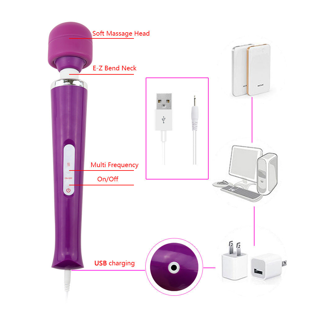 Naisten seksilelu PLEASUREZ WAND X10, musta, kosketusohjain ja pehmeä muoto, kuvassa AVwand_2.jpg.