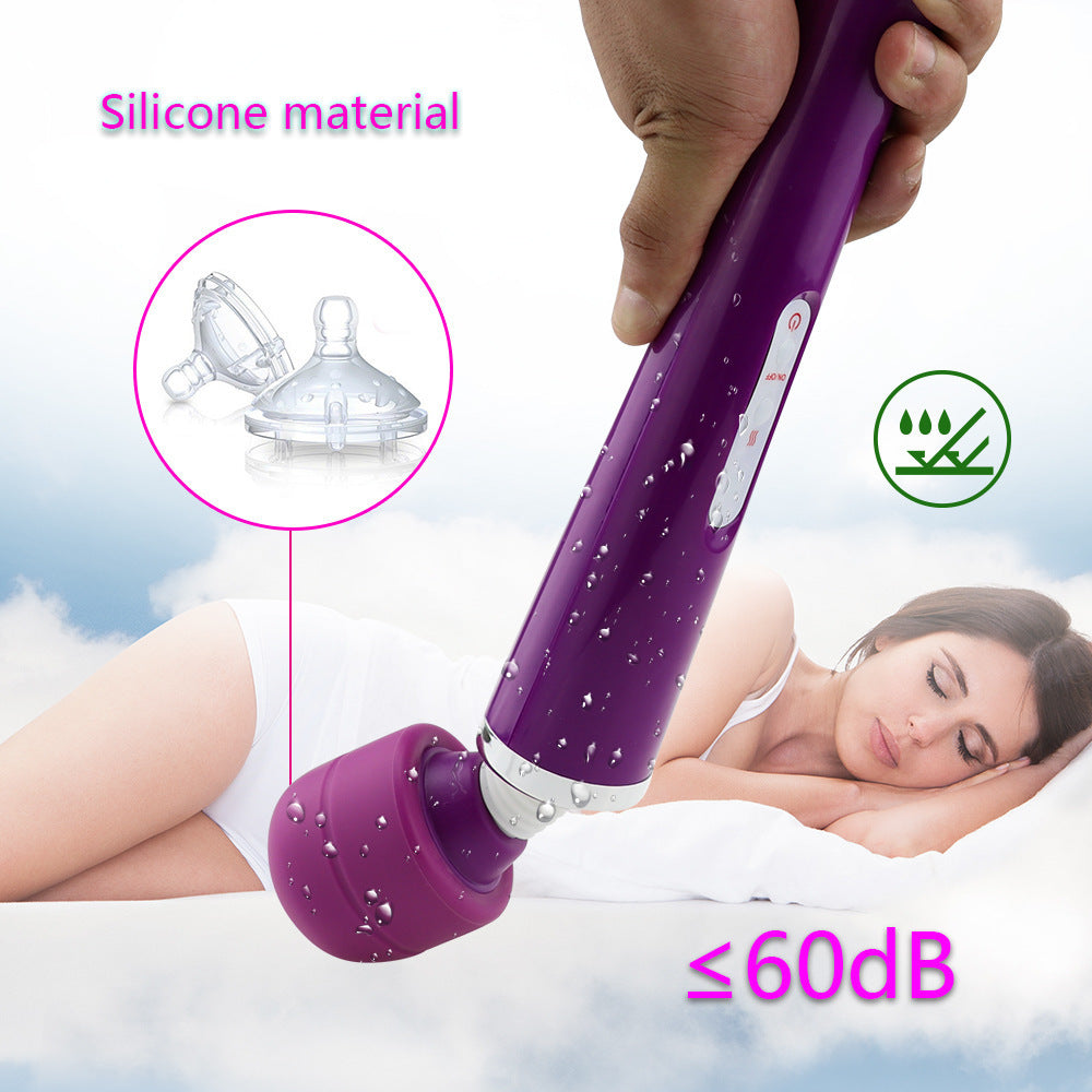 Naisten seksilelu PLEASUREZ WAND X10, musta, viisi nopeutta ja säätötoiminto, esittelykuvassa.