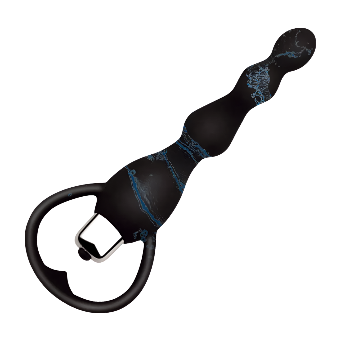 Mustan PLEASUREZ Anaali Anustappi Helmi Pulse, pehmeä ja ergonominen anaalituote, helmiä ja pulssitoiminto.