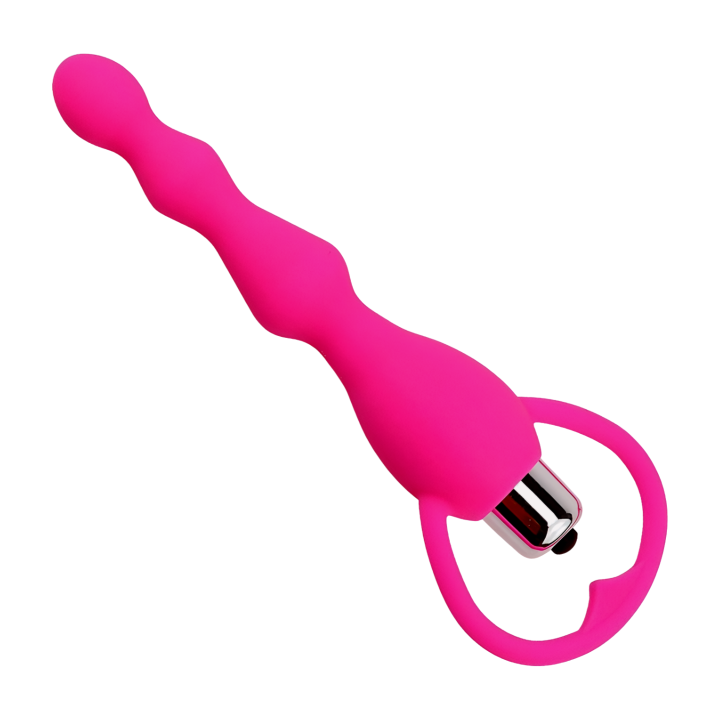 Musta PLEASUREZ Anaali Anustappi Helmi Pulse, silikoninen ja ergonominen, kuva anustapin ja helmen yksityiskohdista.