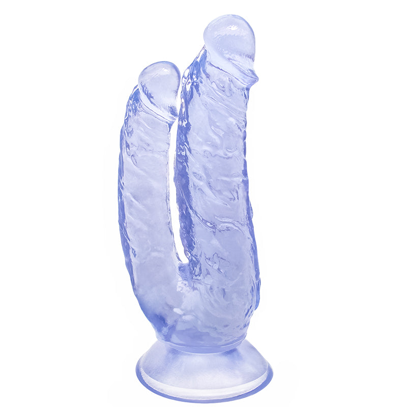 Sininen PLEASUREZ Dildo Tupla -kaksoisdildo, esillä kuvassa, valmistettu laadukkaasta materiaalista.
