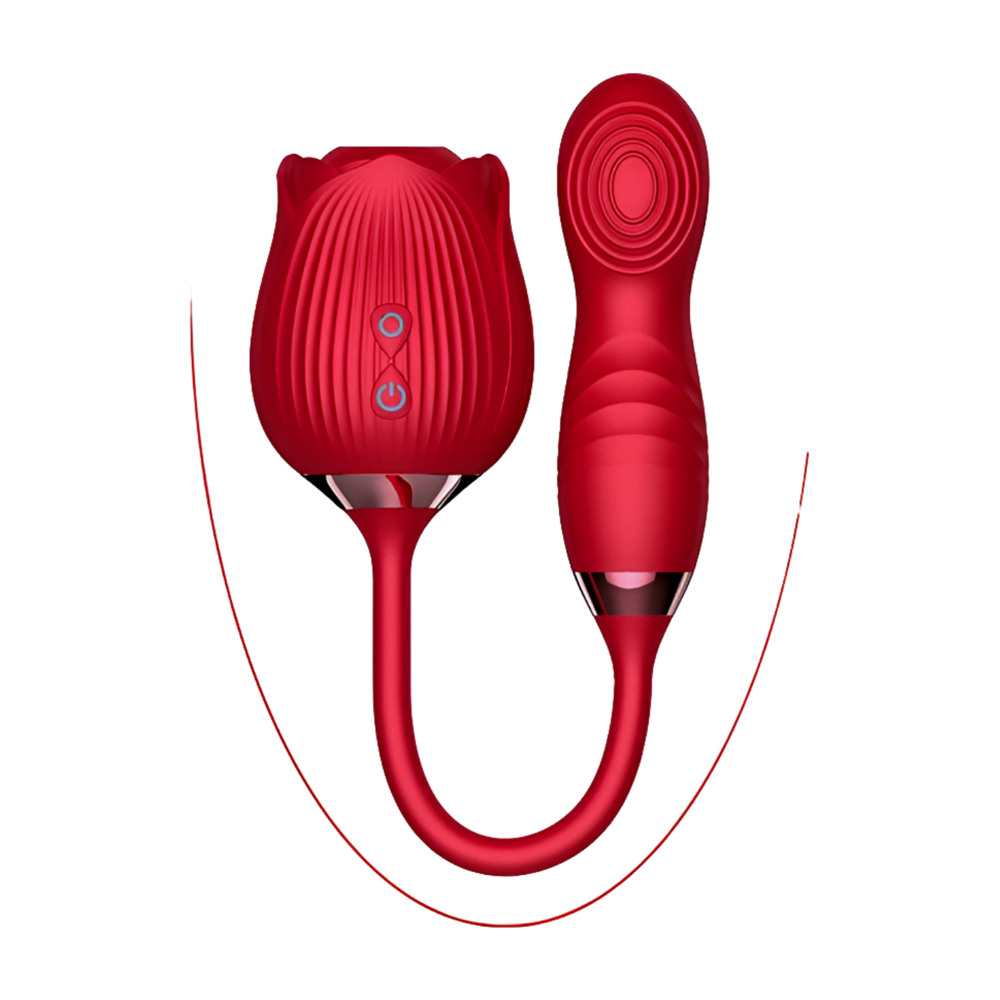 Pleasurez VIBRAATTORI RUUSU DUO, a rose-shaped women's sex toy with dual vibrating tips, designed for intimate pleasure.